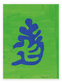 Poster Small Blue Arabesque on Green Background, 1951