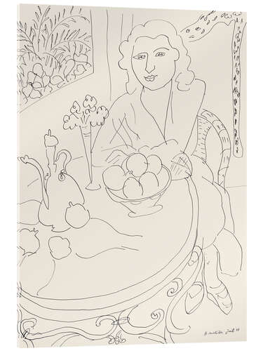 Stampa su vetro acrilico Young Woman at the Table, 1944