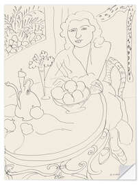 Sticker mural Jeune femme à table, 1944 - Henri Matisse