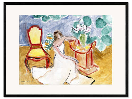 Ingelijste kunstdruk Young Girl in a White Dress, 1941