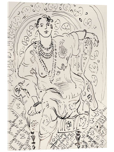 Akryylilasitaulu Odalisque with a floral background, 1926