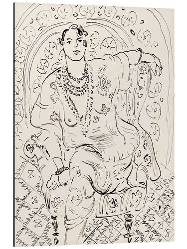 Aluminiumsbilde Odalisque with a floral background, 1926