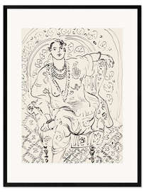 Plakat artystyczny premium w ramie Odalisque with a floral background, 1926