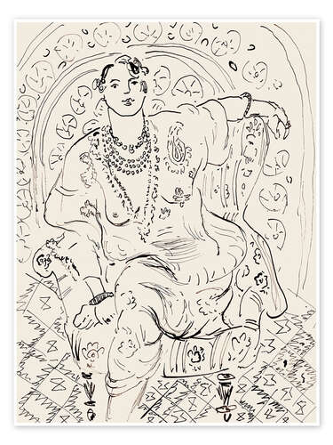 Plakat Odalisque with a floral background, 1926
