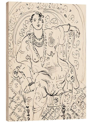 Cuadro de madera Odalisque with a floral background, 1926