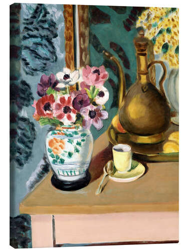 Leinwandbild Stillleben, Blumen und eine Tasse, 1924