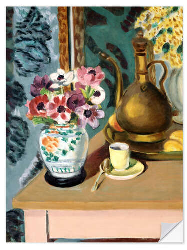 Selvklæbende plakat Still Life, Flowers and a Cup, 1924