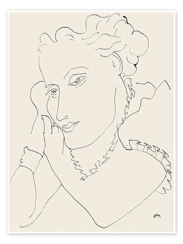 Poster Head of a Woman, Hands on Cheek, 1937