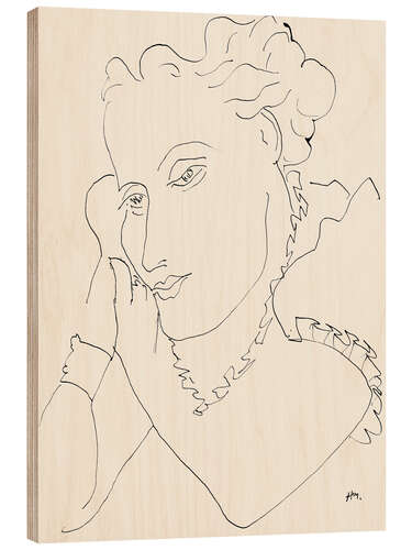 Wood print Head of a Woman, Hands on Cheek, 1937