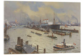 Akryylilasitaulu Hamburg harbor and the Kehrwiederspitze, 1929 - Willy Stöwer
