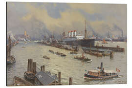 Aluminium print Hamburg harbor and the Kehrwiederspitze, 1929 - Willy Stöwer