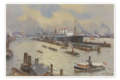Poster Hamburg harbor and the Kehrwiederspitze, 1929