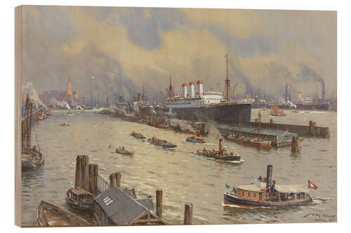 Print på træ Hamburg harbor and the Kehrwiederspitze, 1929