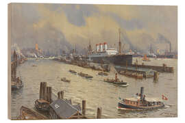Cuadro de madera Hamburg harbor and the Kehrwiederspitze, 1929 - Willy Stöwer