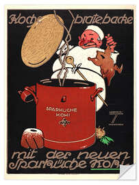 Wall sticker Koche, brate, backe mit der neuen Sparküche Koki, 1914 - Vintage Advertising Collection