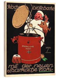 Tableau en bois Koche, brate, backe mit der neuen Sparküche Koki, 1914 - Vintage Advertising Collection