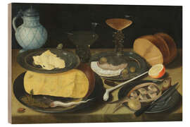 Holzbild Stillleben mit halbiertem Hering - Georg Flegel, 1620