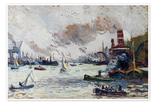 Poster Der Hafen von Rotterdam - Maximilian Luce, 1908