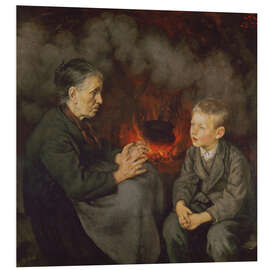 Hartschaumbild Großmutter erzählt Märchen - Hans Thoma