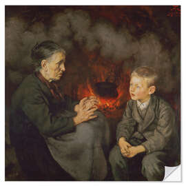 Wandsticker Großmutter erzählt Märchen - Hans Thoma