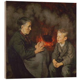 Holzbild Großmutter erzählt Märchen - Hans Thoma