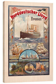Quadro de madeira Norddeutscher Lloyd Bremen, 1892 - Vintage Travel Collection