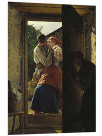 Hartschaumbild Belauschte Liebesleute (Der Kuß)