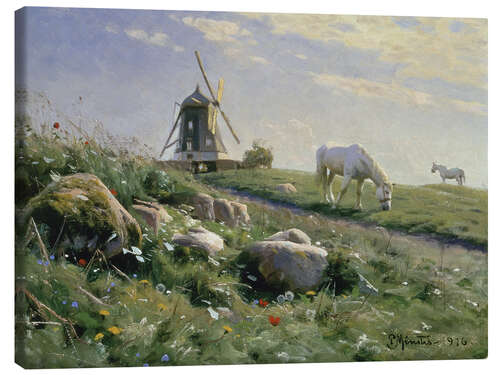 Canvastavla Grazing horses on a summer meadow, 1916