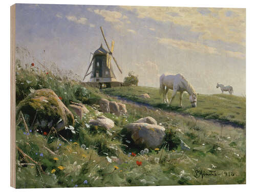 Print på træ Grazing horses on a summer meadow, 1916