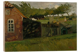 Cuadro de madera Red House with Stables, 1907 - Otto Modersohn