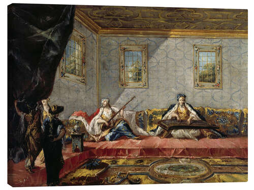 Lærredsbillede Two Odalisques Playing Music in the Harem - Francesco Guardi