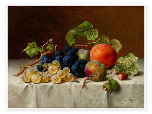 Poster Still Life with Grapes and Greengage - Emilie Preyer