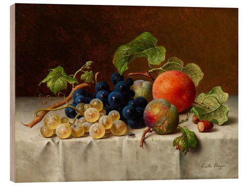 Trätavla Still Life with Grapes and Greengage - Emilie Preyer