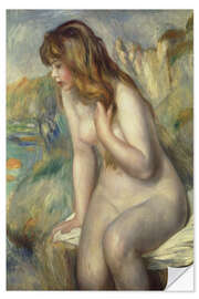 Wandsticker Badende Frau auf einem Felsen sitzend, 1892