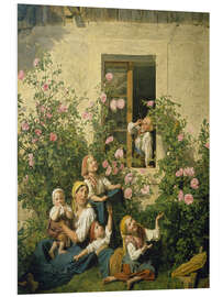 Hartschaumbild Seifenblasende Kinder