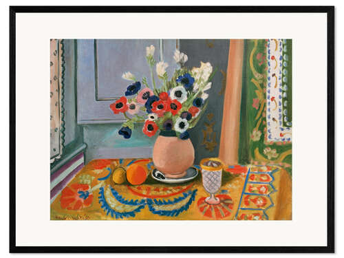 Ingelijste kunstdruk Anemones in an Earthen Vase, 1924