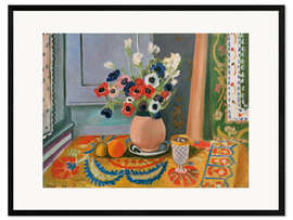 Ingelijste kunstdruk Anemones in an Earthen Vase, 1924