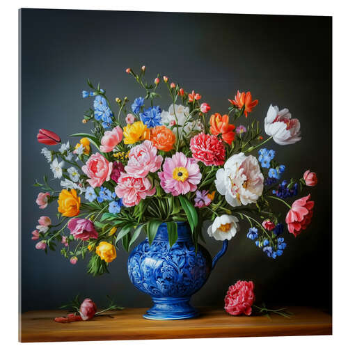 Cuadro de metacrilato Still Life Flowers in a Blue Vase