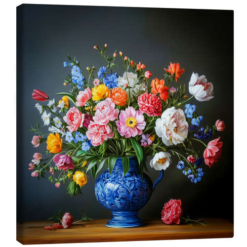 Tableau sur toile Still Life Flowers in a Blue Vase