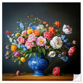Wandsticker Stillleben Blumen in blauer Vase