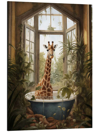 Obraz na aluminium Giraffe in jungle bathroom