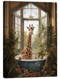 Leinwandbild Giraffe im Dschungelbad - Olga Telnova