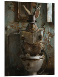 PVC-taulu Rabbit reading newspaper on toilet