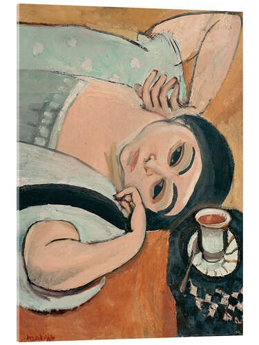 Tableau en verre acrylique Laurette à la tasse de café, 1917