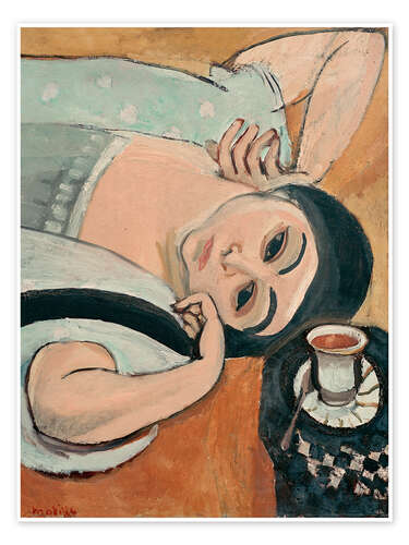 Poster Laurette mit Kaffeetasse, 1917