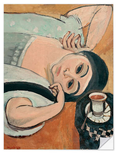 Wandsticker Laurette mit Kaffeetasse, 1917