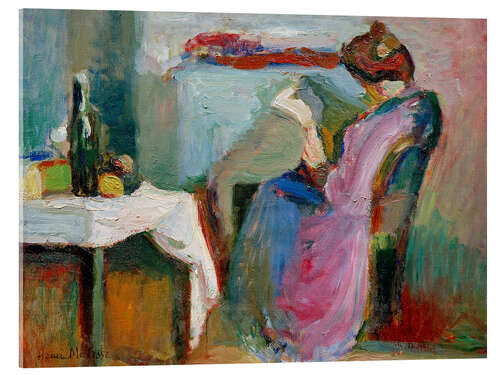 Acrylglasbild Leserin im violetten Kleid, 1898