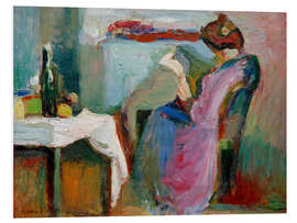 Hartschaumbild Leserin im violetten Kleid, 1898