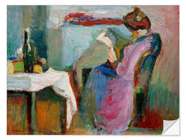 Wandsticker Leserin im violetten Kleid, 1898