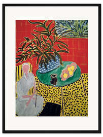 Gerahmter Kunstdruck Interieur mit schwarzem Farn, 1948